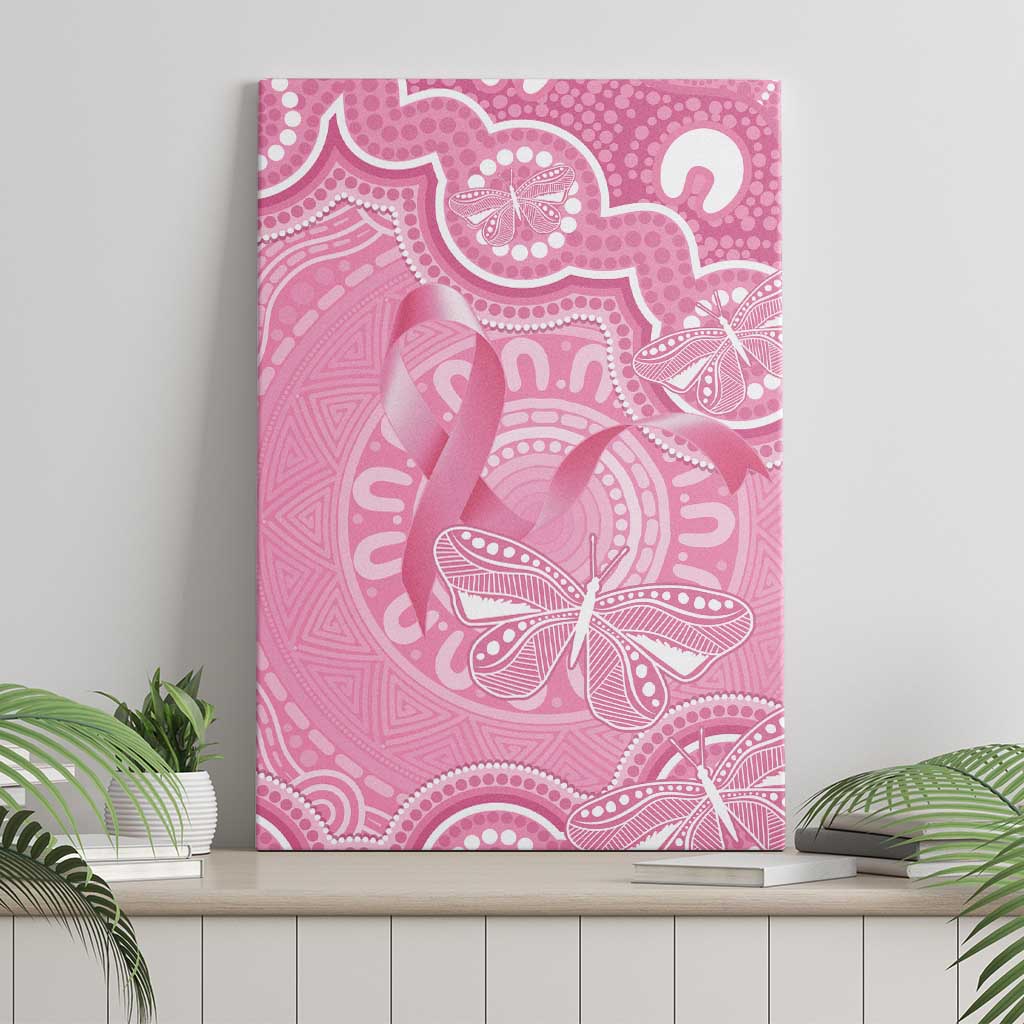 Australia Indigenous Canvas Wall Art Pink Ribbon Breast Cancer Butterfly Aboriginal - Aussie Hoodie