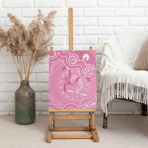 Australia Indigenous Canvas Wall Art Pink Ribbon Breast Cancer Butterfly Aboriginal - Aussie Hoodie