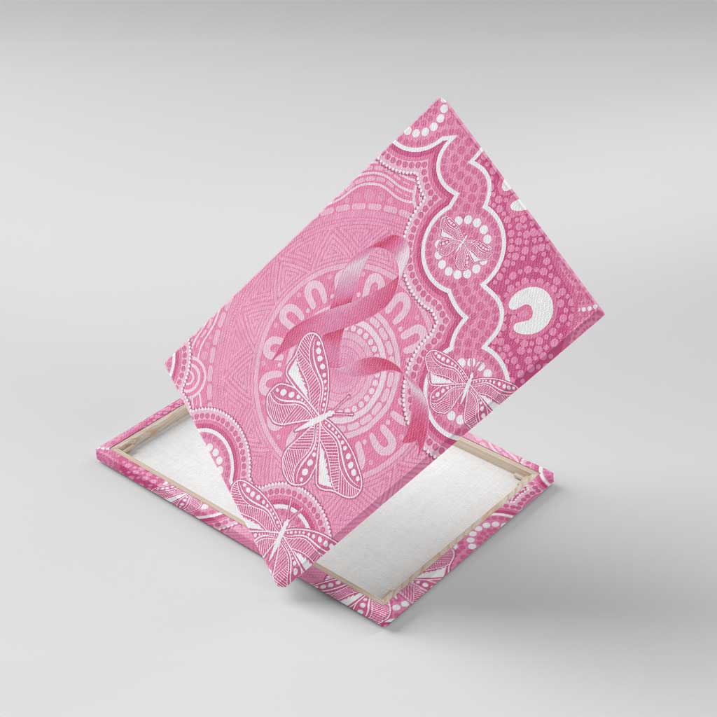 Australia Indigenous Canvas Wall Art Pink Ribbon Breast Cancer Butterfly Aboriginal - Aussie Hoodie