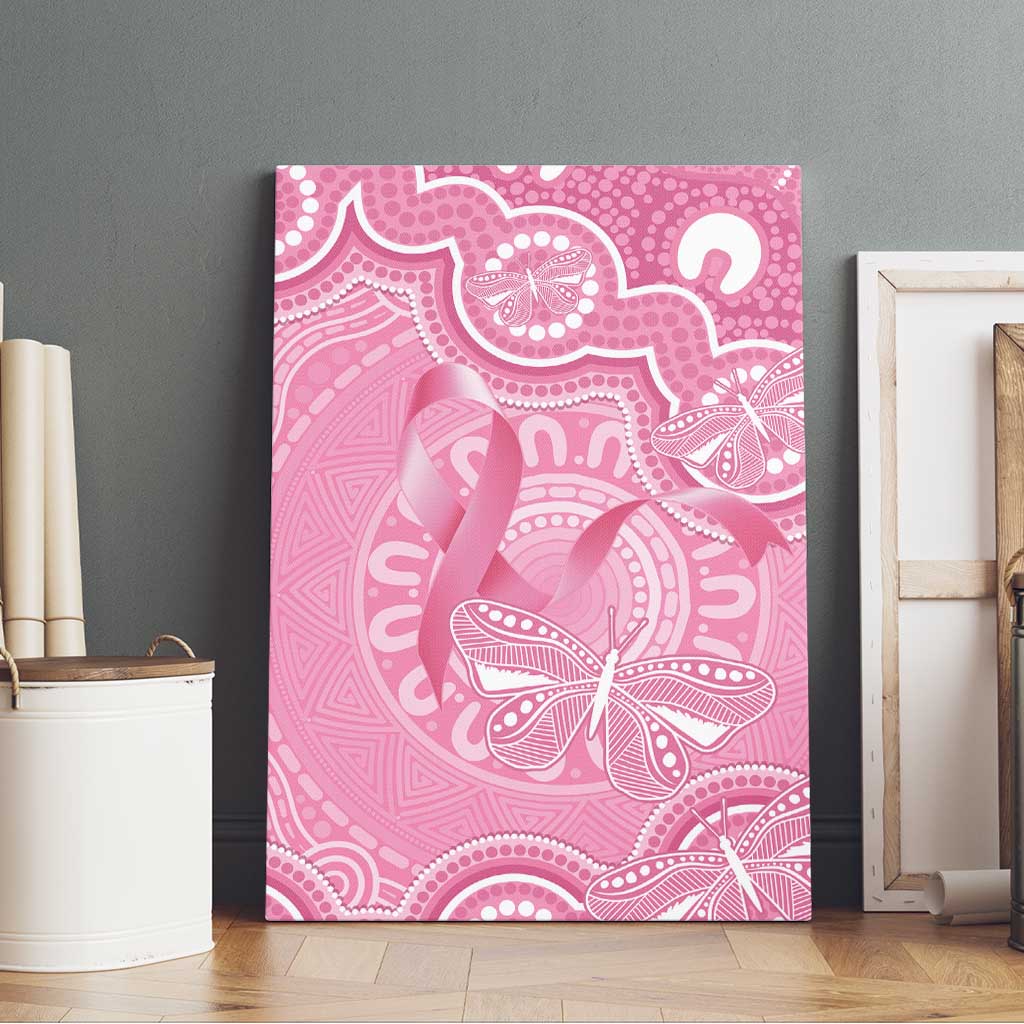 Australia Indigenous Canvas Wall Art Pink Ribbon Breast Cancer Butterfly Aboriginal - Aussie Hoodie