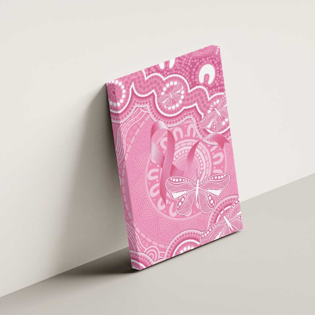 Australia Indigenous Canvas Wall Art Pink Ribbon Breast Cancer Butterfly Aboriginal - Aussie Hoodie