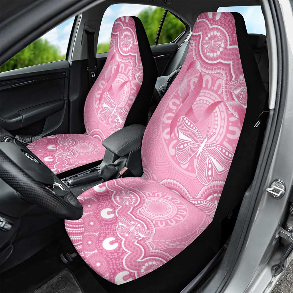 Australia Indigenous Car Seat Cover Pink Ribbon Breast Cancer Butterfly Aboriginal - Aussie Hoodie