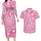 Australia Indigenous Couples Matching Long Sleeve Bodycon Dress and Hawaiian Shirt Pink Ribbon Breast Cancer Butterfly Aboriginal - Aussie Hoodie