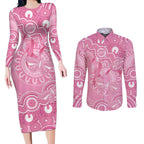 Australia Indigenous Couples Matching Long Sleeve Bodycon Dress and Long Sleeve Button Shirt Pink Ribbon Breast Cancer Butterfly Aboriginal - Aussie Hoodie