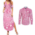 Australia Indigenous Couples Matching Summer Maxi Dress and Long Sleeve Button Shirt Pink Ribbon Breast Cancer Butterfly Aboriginal - Aussie Hoodie