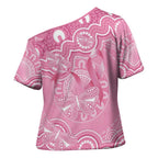 Australia Indigenous Cross Shoulder Shirt Pink Ribbon Breast Cancer Butterfly Aboriginal - Aussie Hoodie