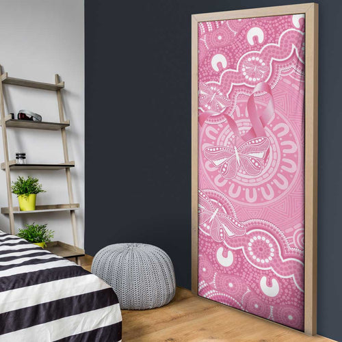 Australia Indigenous Door Cover Pink Ribbon Breast Cancer Butterfly Aboriginal - Aussie Hoodie