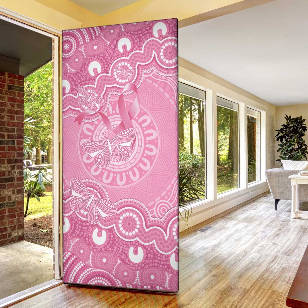 Australia Indigenous Door Cover Pink Ribbon Breast Cancer Butterfly Aboriginal - Aussie Hoodie