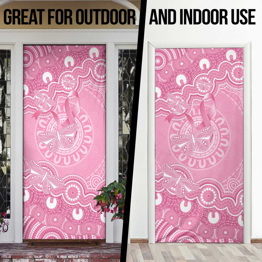 Australia Indigenous Door Cover Pink Ribbon Breast Cancer Butterfly Aboriginal - Aussie Hoodie
