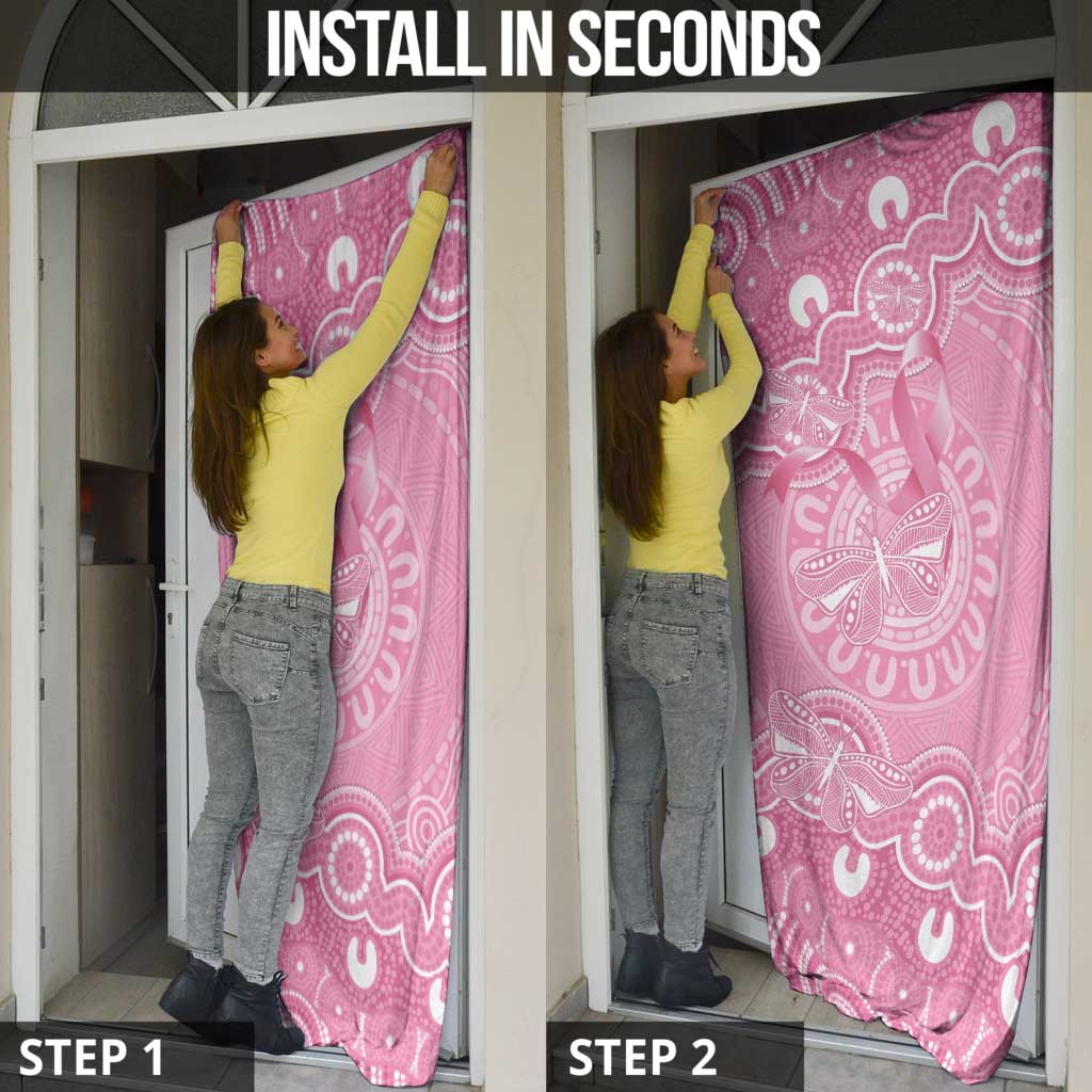 Australia Indigenous Door Cover Pink Ribbon Breast Cancer Butterfly Aboriginal - Aussie Hoodie