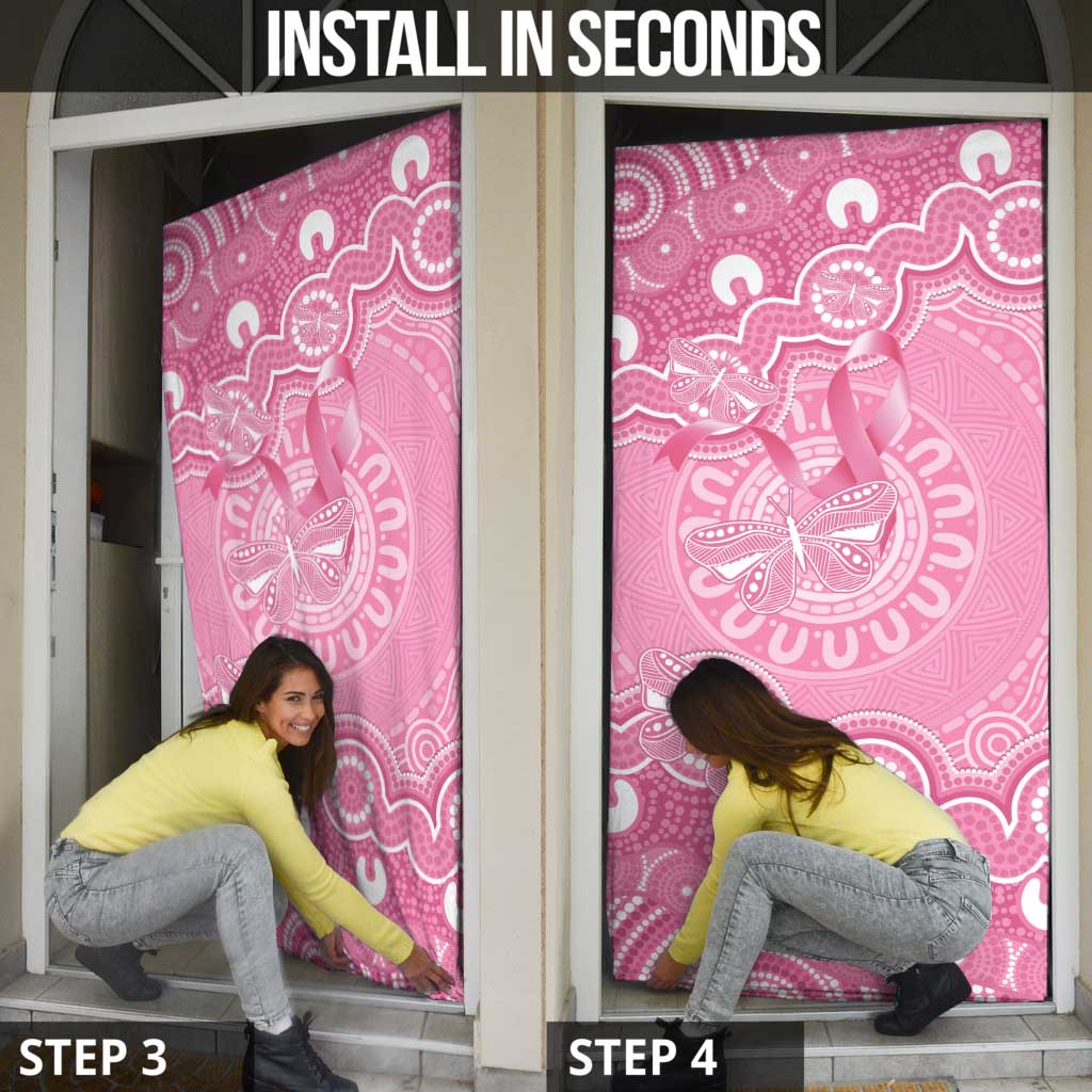 Australia Indigenous Door Cover Pink Ribbon Breast Cancer Butterfly Aboriginal - Aussie Hoodie