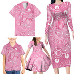 Australia Indigenous Family Matching Long Sleeve Bodycon Dress and Hawaiian Shirt Pink Ribbon Breast Cancer Butterfly Aboriginal - Aussie Hoodie