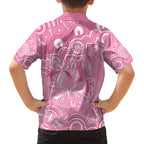 Australia Indigenous Family Matching Off The Shoulder Long Sleeve Dress and Hawaiian Shirt Pink Ribbon Breast Cancer Butterfly Aboriginal - Aussie Hoodie