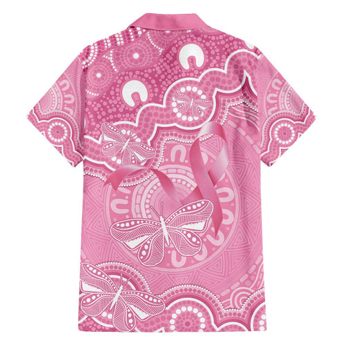 Australia Indigenous Family Matching Off The Shoulder Long Sleeve Dress and Hawaiian Shirt Pink Ribbon Breast Cancer Butterfly Aboriginal - Aussie Hoodie