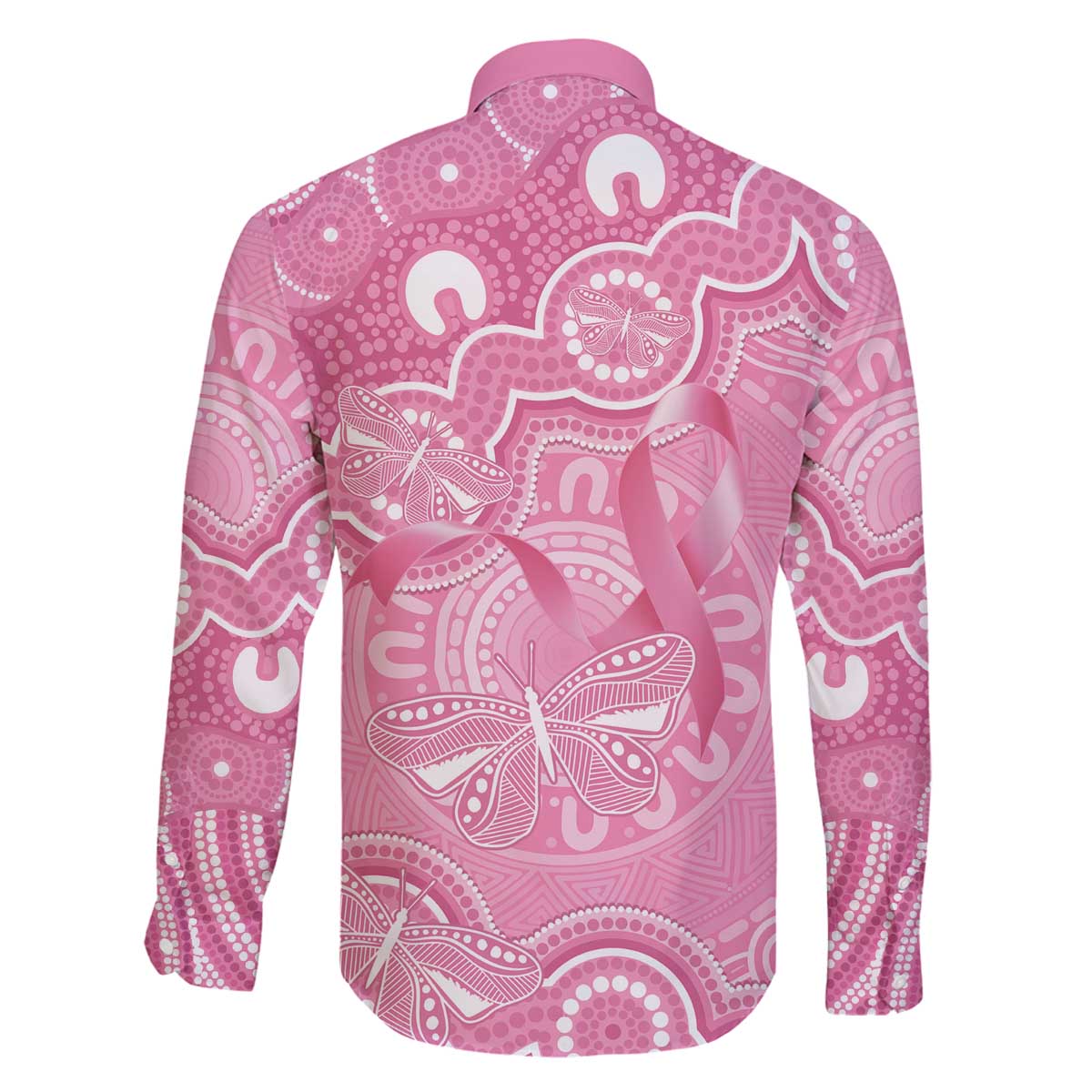 Australia Indigenous Family Matching Off The Shoulder Long Sleeve Dress and Hawaiian Shirt Pink Ribbon Breast Cancer Butterfly Aboriginal - Aussie Hoodie
