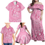 Australia Indigenous Family Matching Off Shoulder Maxi Dress and Hawaiian Shirt Pink Ribbon Breast Cancer Butterfly Aboriginal - Aussie Hoodie
