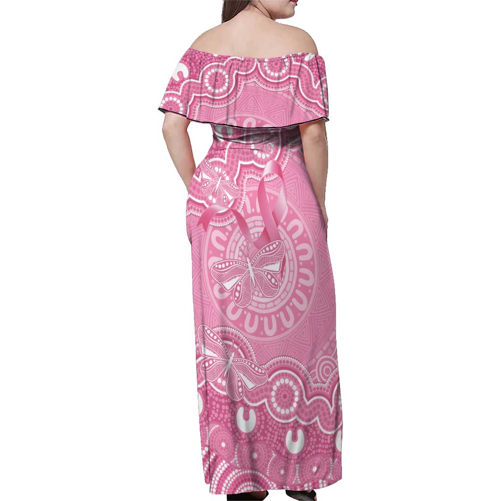 Australia Indigenous Family Matching Off Shoulder Maxi Dress and Hawaiian Shirt Pink Ribbon Breast Cancer Butterfly Aboriginal - Aussie Hoodie