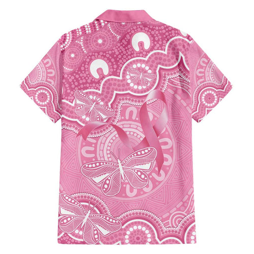 Australia Indigenous Family Matching Off Shoulder Short Dress and Hawaiian Shirt Pink Ribbon Breast Cancer Butterfly Aboriginal - Aussie Hoodie