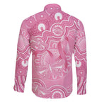 Australia Indigenous Family Matching Off Shoulder Short Dress and Hawaiian Shirt Pink Ribbon Breast Cancer Butterfly Aboriginal - Aussie Hoodie