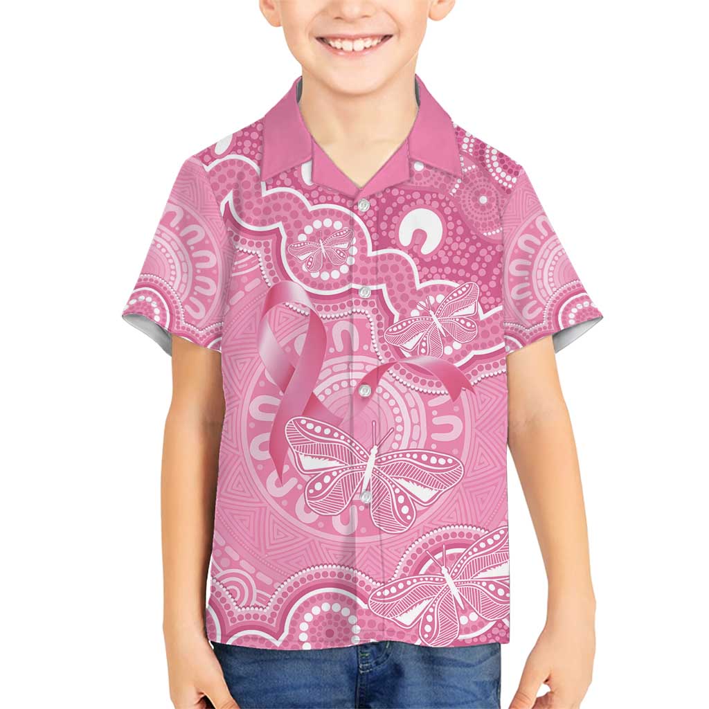 Australia Indigenous Family Matching Off Shoulder Short Dress and Hawaiian Shirt Pink Ribbon Breast Cancer Butterfly Aboriginal - Aussie Hoodie