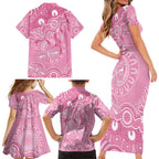 Australia Indigenous Family Matching Short Sleeve Bodycon Dress and Hawaiian Shirt Pink Ribbon Breast Cancer Butterfly Aboriginal - Aussie Hoodie