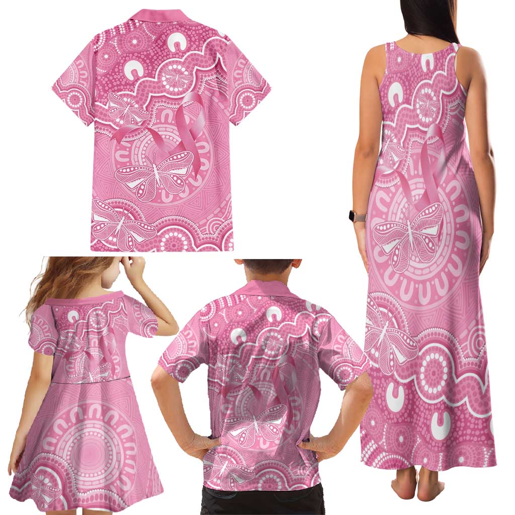 Australia Indigenous Family Matching Tank Maxi Dress and Hawaiian Shirt Pink Ribbon Breast Cancer Butterfly Aboriginal - Aussie Hoodie