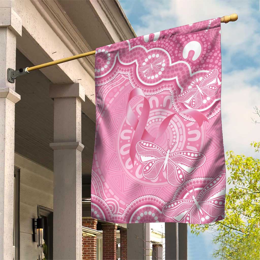 Australia Indigenous Garden Flag Pink Ribbon Breast Cancer Butterfly Aboriginal - Aussie Hoodie