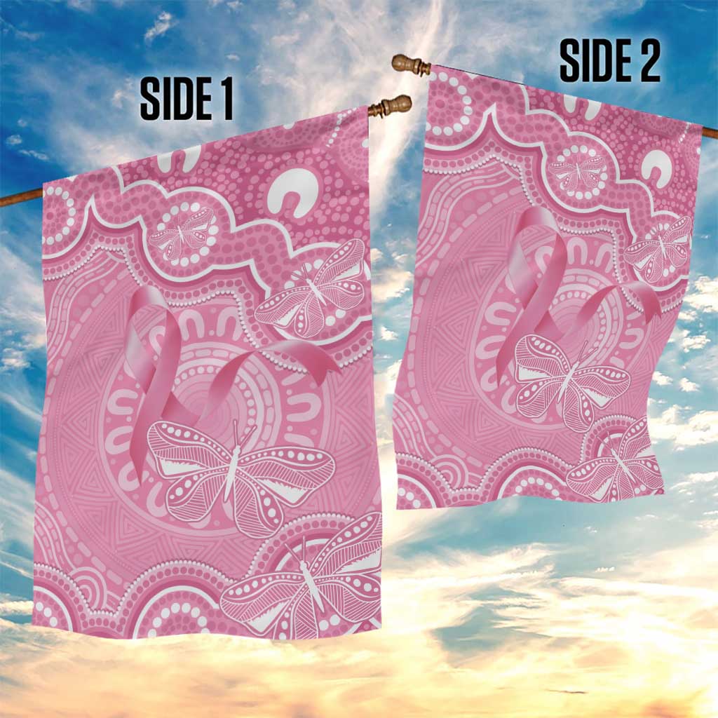 Australia Indigenous Garden Flag Pink Ribbon Breast Cancer Butterfly Aboriginal - Aussie Hoodie