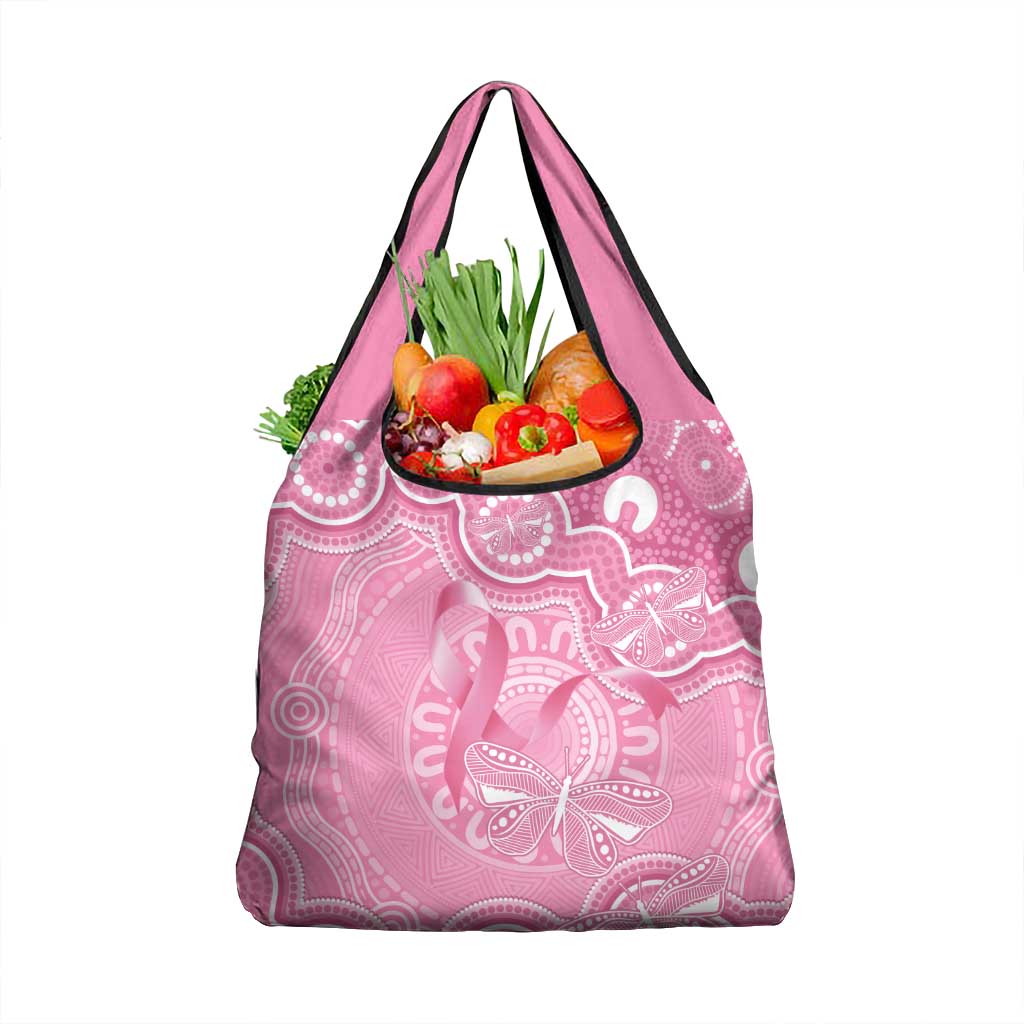 Australia Indigenous Grocery Bag Pink Ribbon Breast Cancer Butterfly Aboriginal - Aussie Hoodie