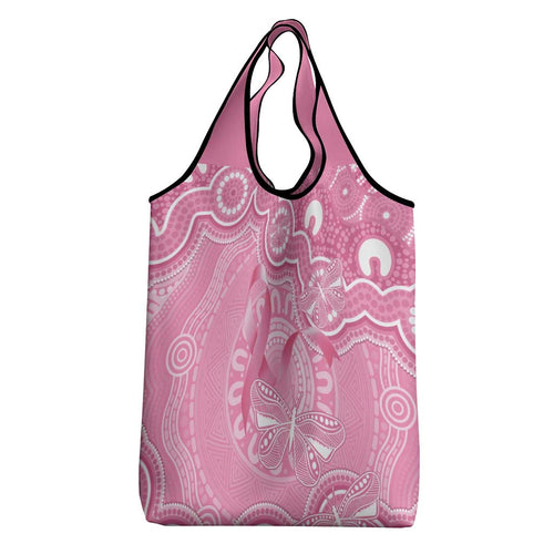 Australia Indigenous Grocery Bag Pink Ribbon Breast Cancer Butterfly Aboriginal - Aussie Hoodie