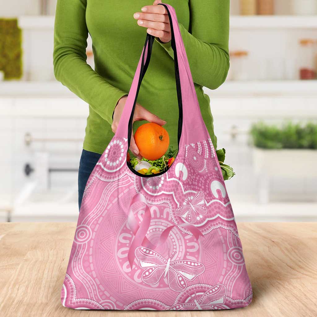 Australia Indigenous Grocery Bag Pink Ribbon Breast Cancer Butterfly Aboriginal - Aussie Hoodie