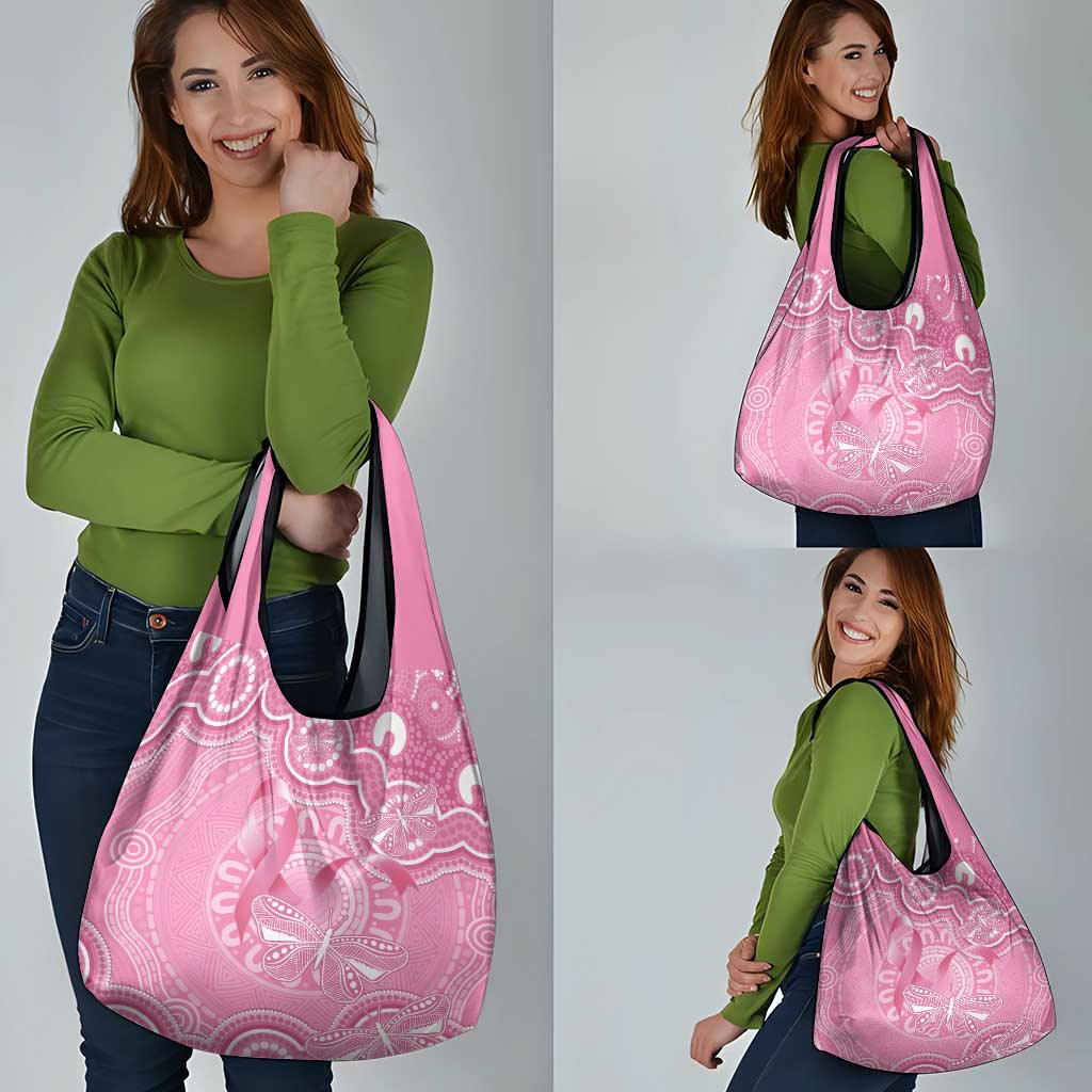 Australia Indigenous Grocery Bag Pink Ribbon Breast Cancer Butterfly Aboriginal - Aussie Hoodie