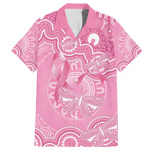 Australia Indigenous Hawaiian Shirt Pink Ribbon Breast Cancer Butterfly Aboriginal - Aussie Hoodie
