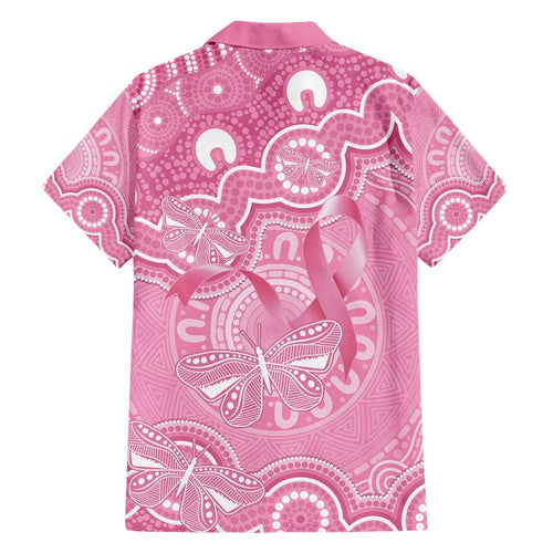 Australia Indigenous Hawaiian Shirt Pink Ribbon Breast Cancer Butterfly Aboriginal - Aussie Hoodie