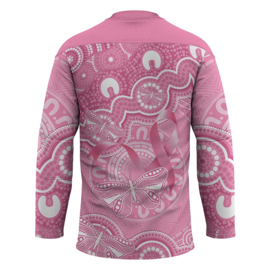 Australia Indigenous Hockey Jersey Pink Ribbon Breast Cancer Butterfly Aboriginal - Aussie Hoodie