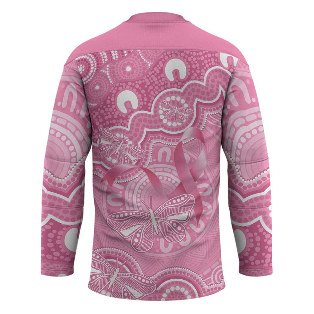 Australia Indigenous Hockey Jersey Pink Ribbon Breast Cancer Butterfly Aboriginal - Aussie Hoodie