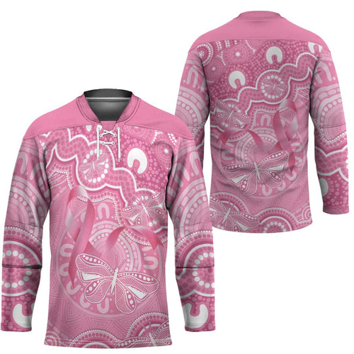 Australia Indigenous Hockey Jersey Pink Ribbon Breast Cancer Butterfly Aboriginal - Aussie Hoodie