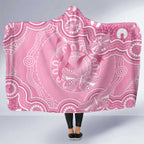 Australia Indigenous Hooded Blanket Pink Ribbon Breast Cancer Butterfly Aboriginal - Aussie Hoodie