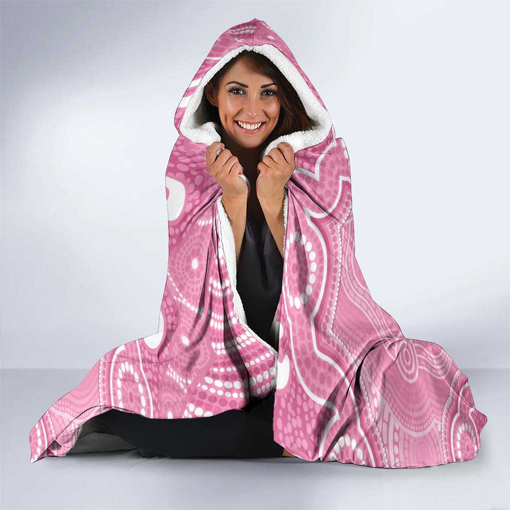 Australia Indigenous Hooded Blanket Pink Ribbon Breast Cancer Butterfly Aboriginal - Aussie Hoodie