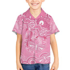 Australia Indigenous Kid Hawaiian Shirt Pink Ribbon Breast Cancer Butterfly Aboriginal - Aussie Hoodie