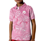 Australia Indigenous Kid Polo Shirt Pink Ribbon Breast Cancer Butterfly Aboriginal - Aussie Hoodie