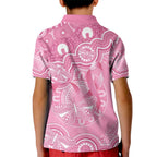 Australia Indigenous Kid Polo Shirt Pink Ribbon Breast Cancer Butterfly Aboriginal - Aussie Hoodie