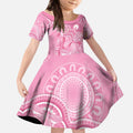 Australia Indigenous Kid Short Sleeve Dress Pink Ribbon Breast Cancer Butterfly Aboriginal - Aussie Hoodie