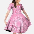 Australia Indigenous Kid Short Sleeve Dress Pink Ribbon Breast Cancer Butterfly Aboriginal - Aussie Hoodie