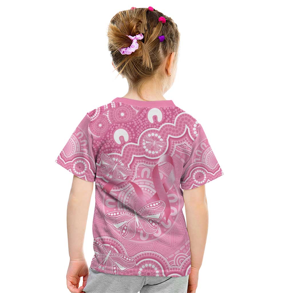 Australia Indigenous Kid T Shirt Pink Ribbon Breast Cancer Butterfly Aboriginal - Aussie Hoodie
