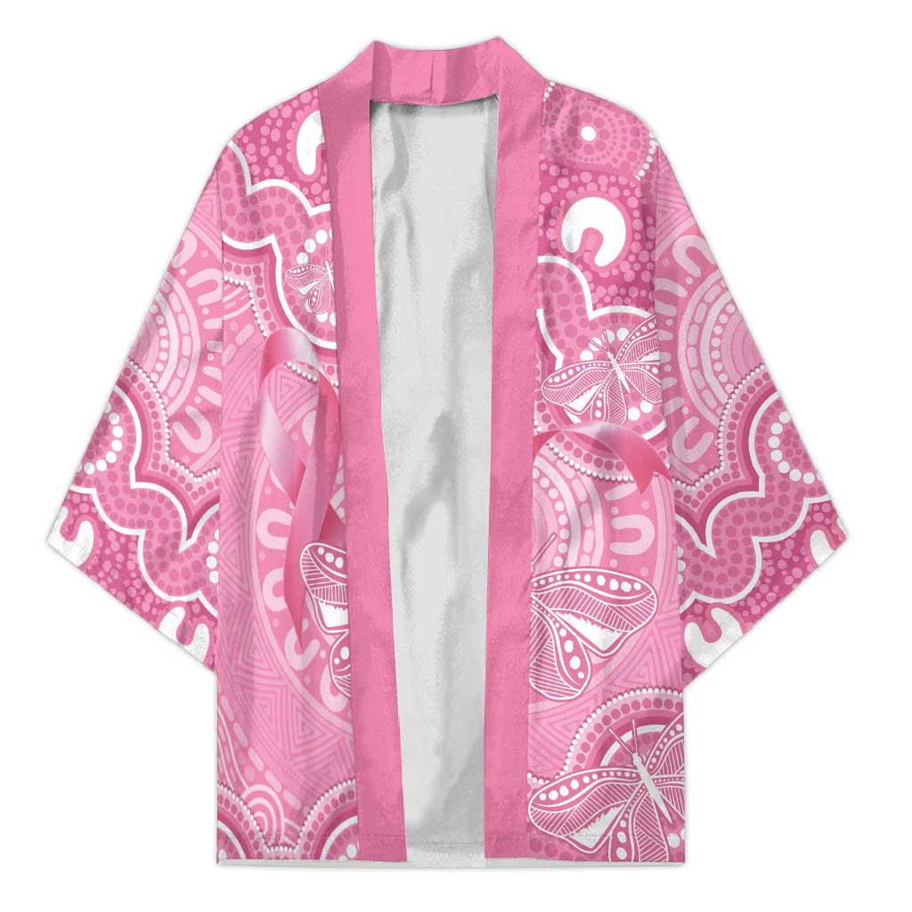Australia Indigenous Kimono Pink Ribbon Breast Cancer Butterfly Aboriginal - Aussie Hoodie