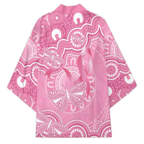 Australia Indigenous Kimono Pink Ribbon Breast Cancer Butterfly Aboriginal - Aussie Hoodie
