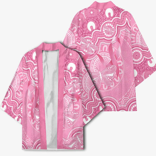 Australia Indigenous Kimono Pink Ribbon Breast Cancer Butterfly Aboriginal - Aussie Hoodie