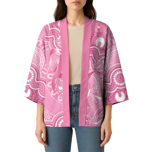 Australia Indigenous Kimono Pink Ribbon Breast Cancer Butterfly Aboriginal - Aussie Hoodie