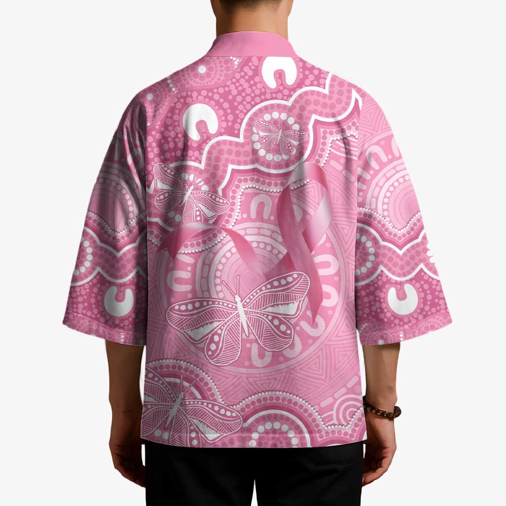 Australia Indigenous Kimono Pink Ribbon Breast Cancer Butterfly Aboriginal - Aussie Hoodie